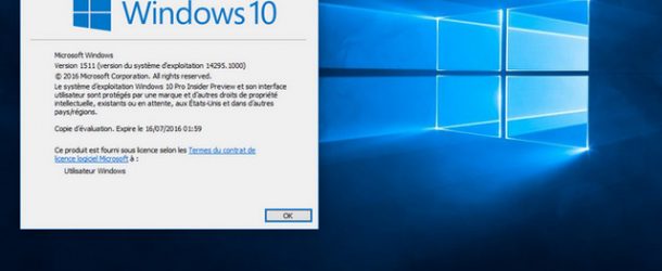 Windows 10 Insider build 14295 FR Pro x64