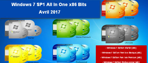 Windows 7 SP1 All In One x32 Bits Avril 2017