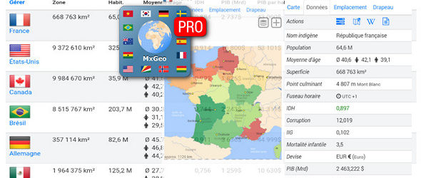 Atlas & carte mondial MxGeo Pro v5.0.4