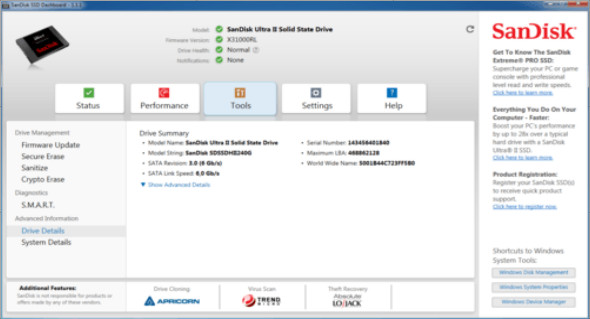 SanDisk SSD Dashboard 2.3.3.0