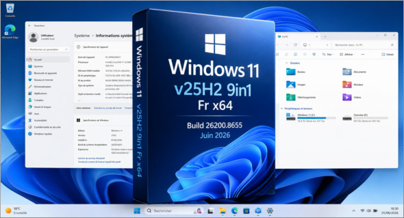 Windows 11 v25h2 9in1 Fr Build 26200.8655 (Juin 2026)
