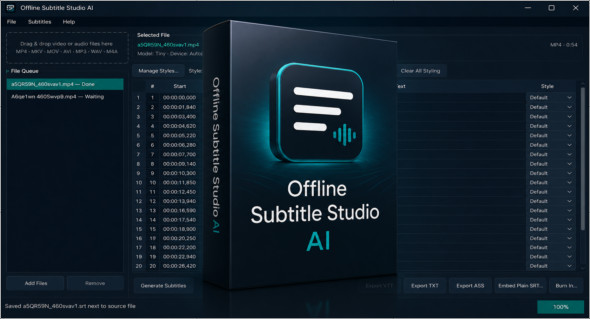Offline Subtitle Studio AI v1.0.3 + Portable