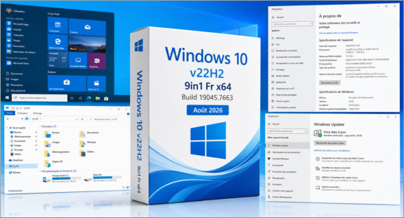 Windows 10 v22H2 9in1 Fr x64 (Août 2026)