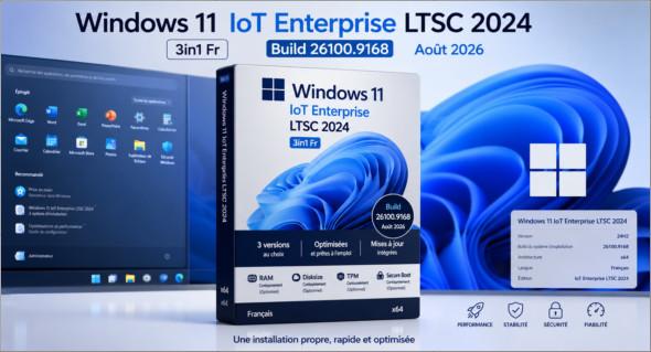 Windows 11 IoT Enterprise LTSC 2024 3in1 Fr (Août 2026)