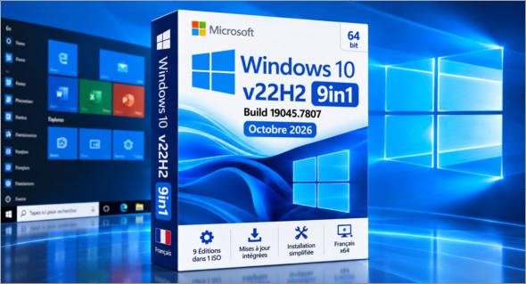 Windows 10 v22h2 9in1 Fr x64 Build 19045.7807 (Oct 2026)